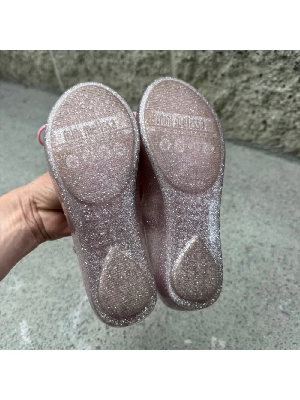 MINI MELISSA Ultragirl Bow Pink Glitter Jelly Flats Girls 12 Mary Jane Shoes - Picture 7 of 10